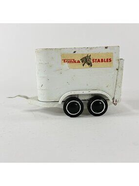 Vintage Vintage Tonka Stables Horse Trailer White Metal Toy 1960s
